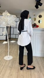 İnci Kolyeli Gömlek - Beyaz - Görsel 3