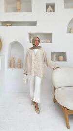 Mizgin Çizgi Gömlek - Vizon