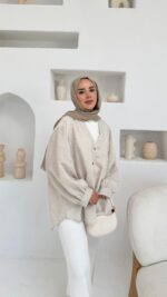 Mizgin Çizgi Gömlek - Vizon - Görsel 2