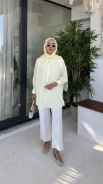 Firuz Çizgi Gömlek - Sarı - Görsel 2