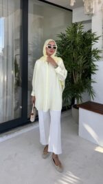 Firuz Çizgi Gömlek - Sarı - Görsel 3