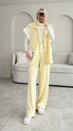 Tuşe Yelek Takım - Sarı - Görsel 4