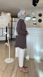 Keten Gömlek - Antrasit - Görsel 5