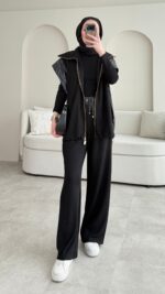 Tuşe Yelek Takım - Siyah - Görsel 5