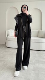 Tuşe Yelek Takım - Siyah - Görsel 5