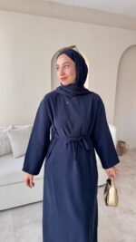 Esil Tensel Elbise - Lacivert - Görsel 3