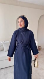 Esil Tensel Elbise - Lacivert - Görsel 3