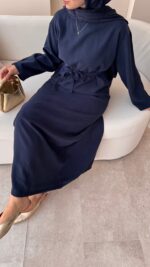 Esil Tensel Elbise - Lacivert - Görsel 7