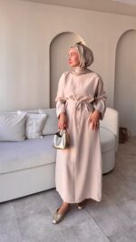 Esil Tensel Elbise - Bej - Görsel 2