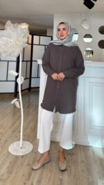 Keten Gömlek - Antrasit - Görsel 8