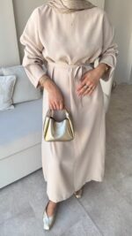 Esil Tensel Elbise - Bej - Görsel 8