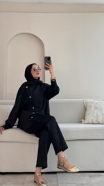 Sole Düğmeli Scuba Takım - Siyah - Görsel 7