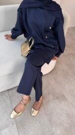 Sole Düğmeli Scuba Takım - Lacivert - Görsel 3