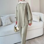 Sole Düğmeli Scuba Takım - Yeşil