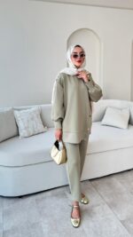 Sole Düğmeli Scuba Takım - Yeşil - Görsel 2