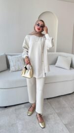 Sole Düğmeli Scuba Takım - Taş - Görsel 8