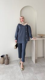 Sole Düğmeli Scuba Takım - Antrasit