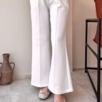 Uzun Scuba Çimalı Pantalon - Beyaz