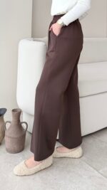 Uzun Scuba Çimalı Pantalon - Kahverengi - Görsel 3