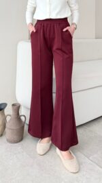 Uzun Scuba Çimalı Pantalon - Bordo - Görsel 2