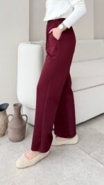 Uzun Scuba Çimalı Pantalon - Bordo - Görsel 3