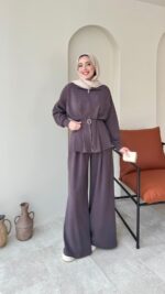 Zerda Kemerli Premium Oyşo Takım - Kahverengi