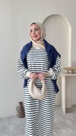 Misra Basic Elbise - Mavi - Görsel 3