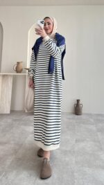 Misra Basic Elbise - Mavi - Görsel 5