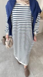 Misra Basic Elbise - Mavi - Görsel 6