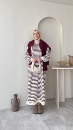 Misra Basic Elbise - Bordo