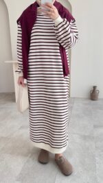 Misra Basic Elbise - Bordo - Görsel 5