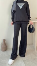 Lunar Taşlı Pantalon - Siyah - Görsel 3