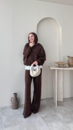 Lunar Taşlı Pantalon - Kahverengi