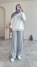 Lunar Taşlı Pantalon - Gri - Görsel 5