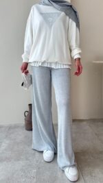 Lunar Taşlı Pantalon - Gri - Görsel 9