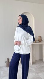 Lunar Taşlı Pantalon - Lacivert - Görsel 4