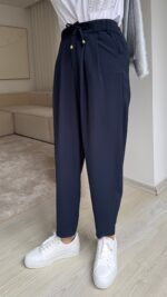 Saten Krep Pantolon - Lacivert