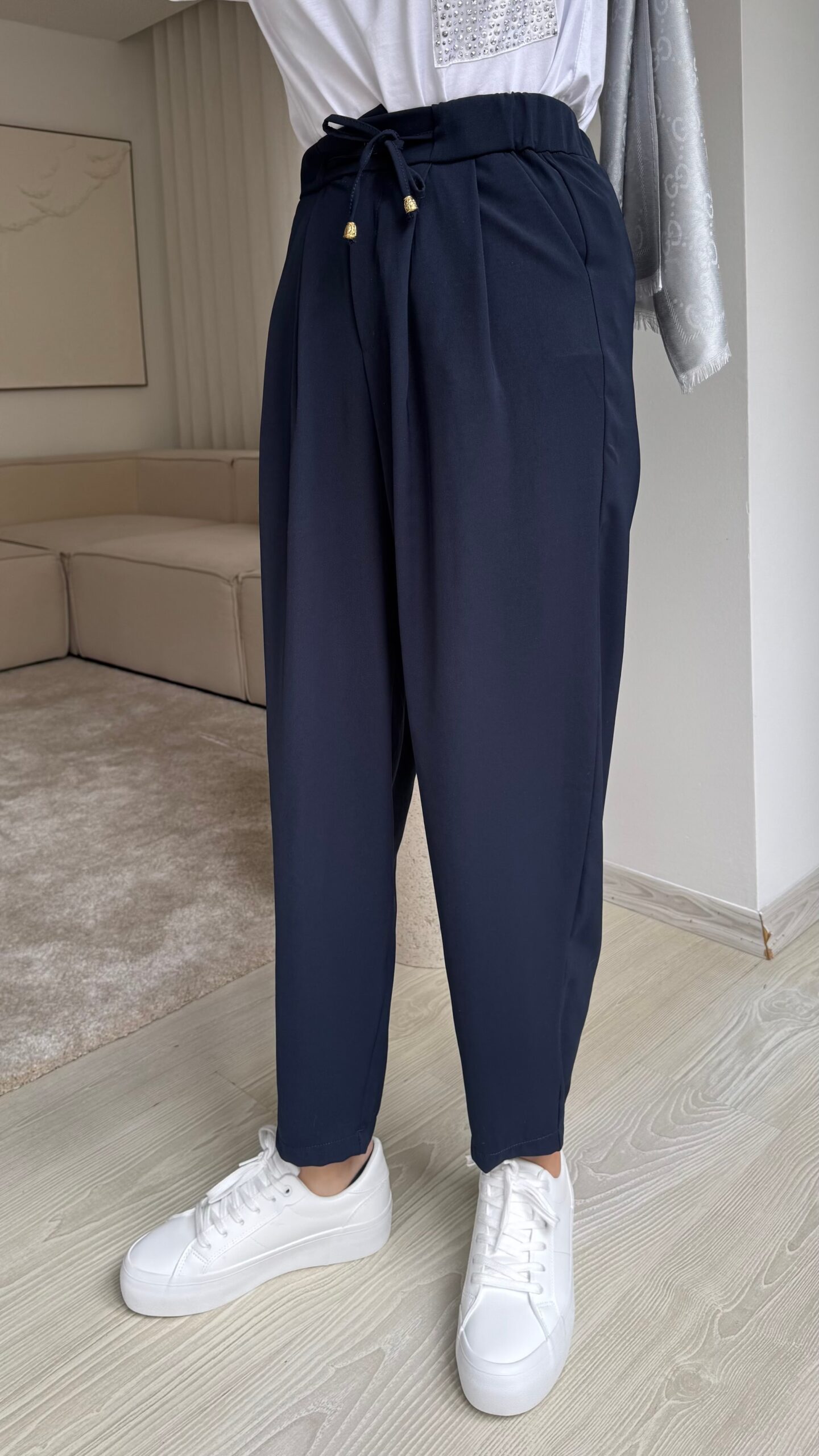 image_1950-176.jpg Saten Krep Pantolon - Lacivert - Görsel 1