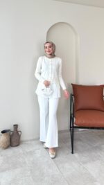 Viril Merserize Hırka - Beyaz