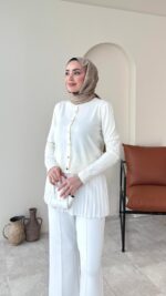 Viril Merserize Hırka - Beyaz - Görsel 3