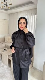 Saten Gömlek - Siyah