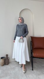 Viril Merserize Hırka - Beyaz - Görsel 9