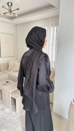 Saten Gömlek - Siyah - Görsel 3