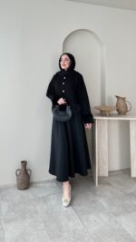 Mono Kürklü Hırka - Siyah