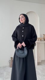 Mono Kürklü Hırka - Siyah - Görsel 3