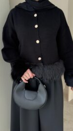 Mono Kürklü Hırka - Siyah - Görsel 8