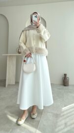 Mono Kürklü Hırka - Krem - Görsel 2