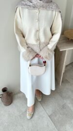 Mono Kürklü Hırka - Krem - Görsel 4