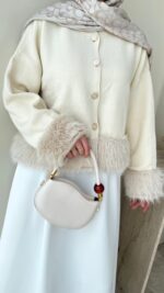 Mono Kürklü Hırka - Krem - Görsel 5