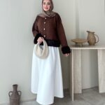 Mono Kürklü Hırka - Kahverengi